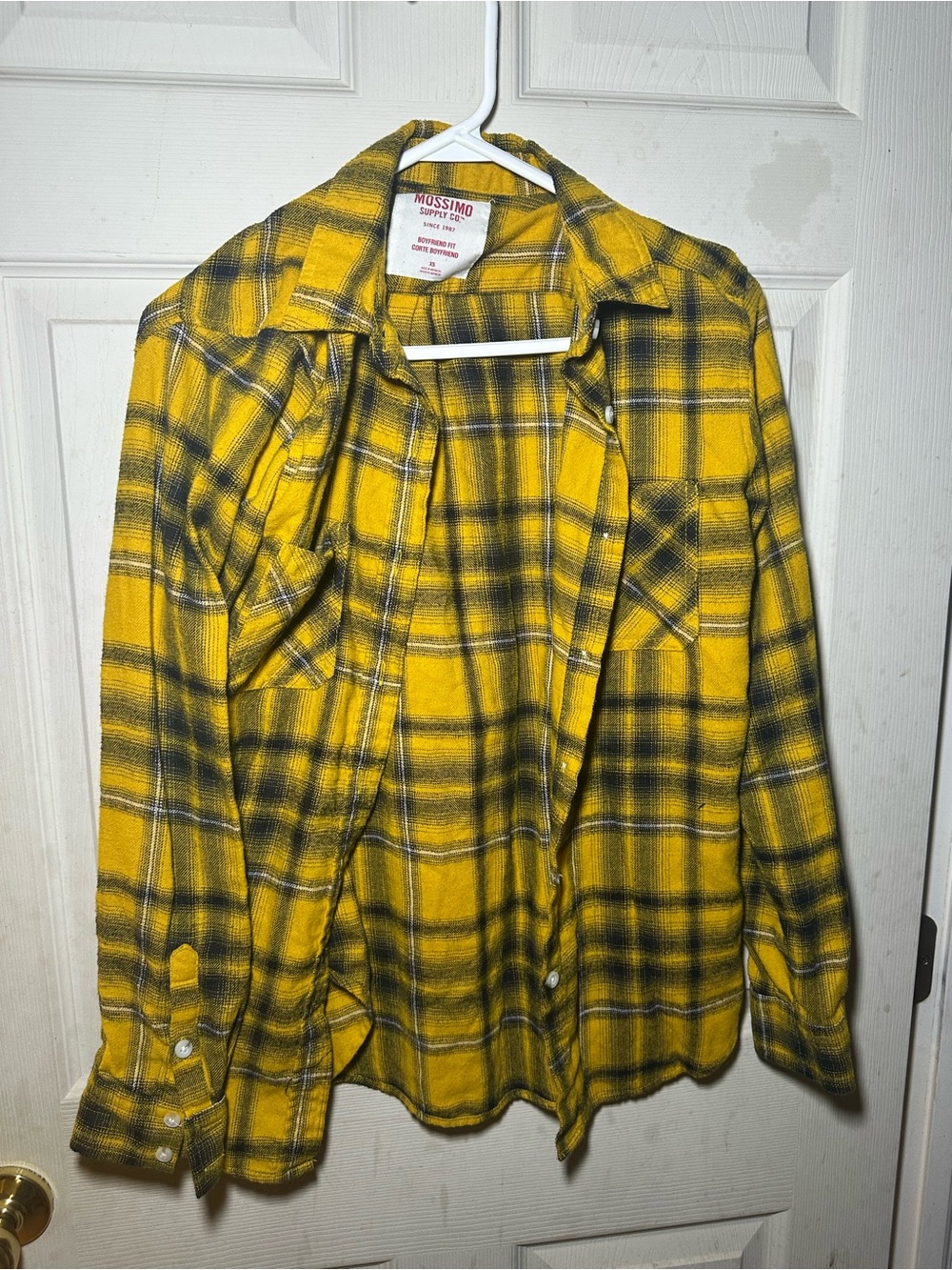 Mossimo Supply Co. Yellow and Black Plaid Button-Down Shirt